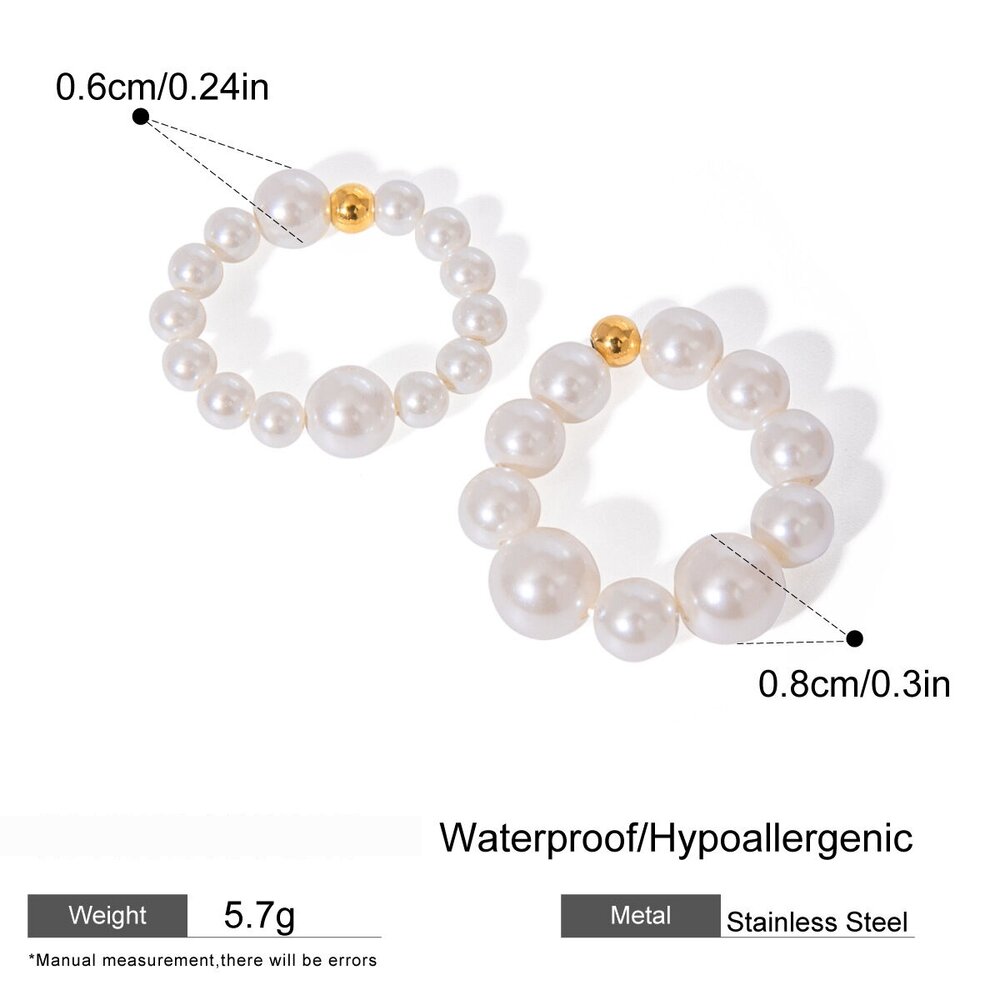 1 Pair Simple Series Elegant Beads Stainless Steel Gold Plated Women Ring Sets h5Picture2
