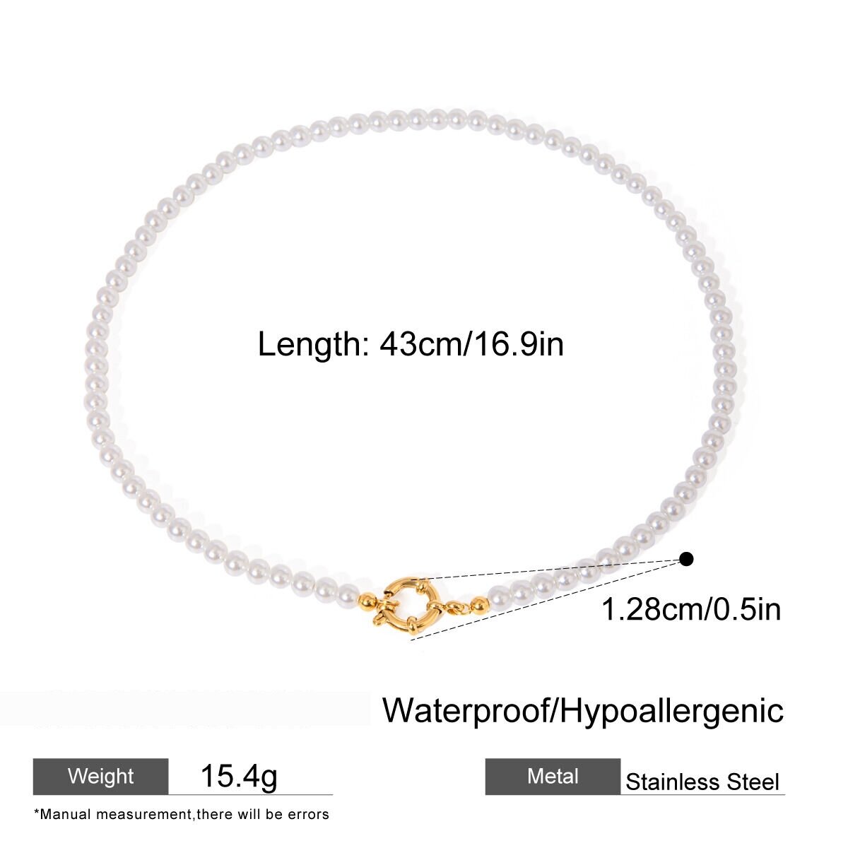 1 Piece Classic Series Elegant Beads Stainless Steel  Gold Plated Women Beaded Necklaces h5 Picture2
