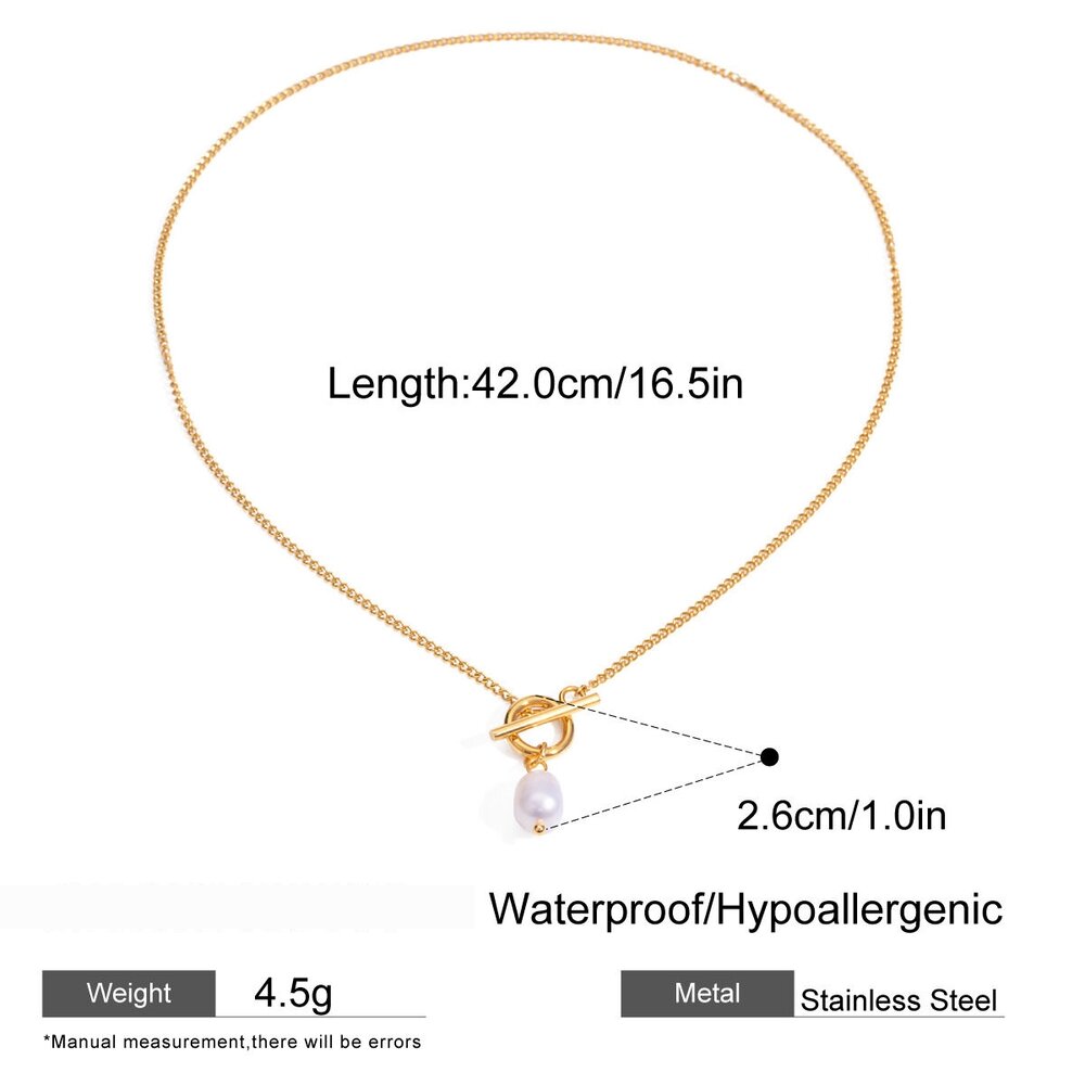 1 Stück Simple Series Tägliche Geometrische Edelstahl 18 Karat Vergoldete Perlen Damen Anhänger Halsketten Bild2