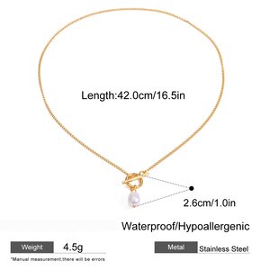 1 Stück Simple Series Tägliche Geometrische Edelstahl 18 Karat Vergoldete Perlen Damen Anhänger Halsketten h5 Bild2