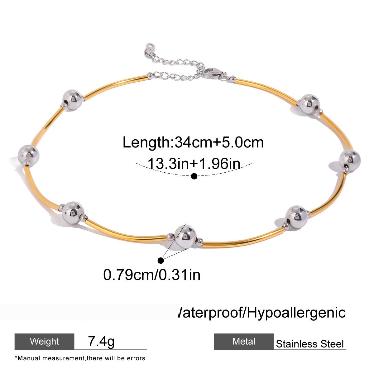 1 Stück Simple Series Casual Geometric Edelstahl 18 Karat Vergoldet Damen Kettenhalsketten h5 Bild2