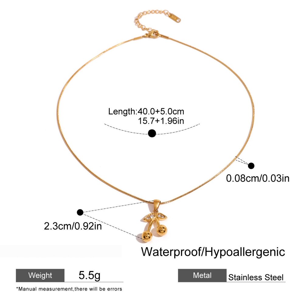1 Piece Simple Series Cute Plant Stainless Steel Gold Plated Zircon Women Pendant Necklaces Picture2