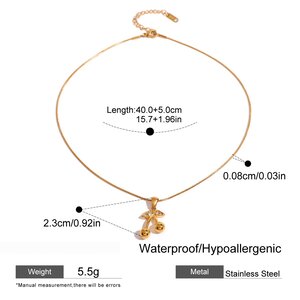 1 Piece Simple Series Cute Plant Stainless Steel Gold Plated Zircon Women Pendant Necklaces h5 Picture2
