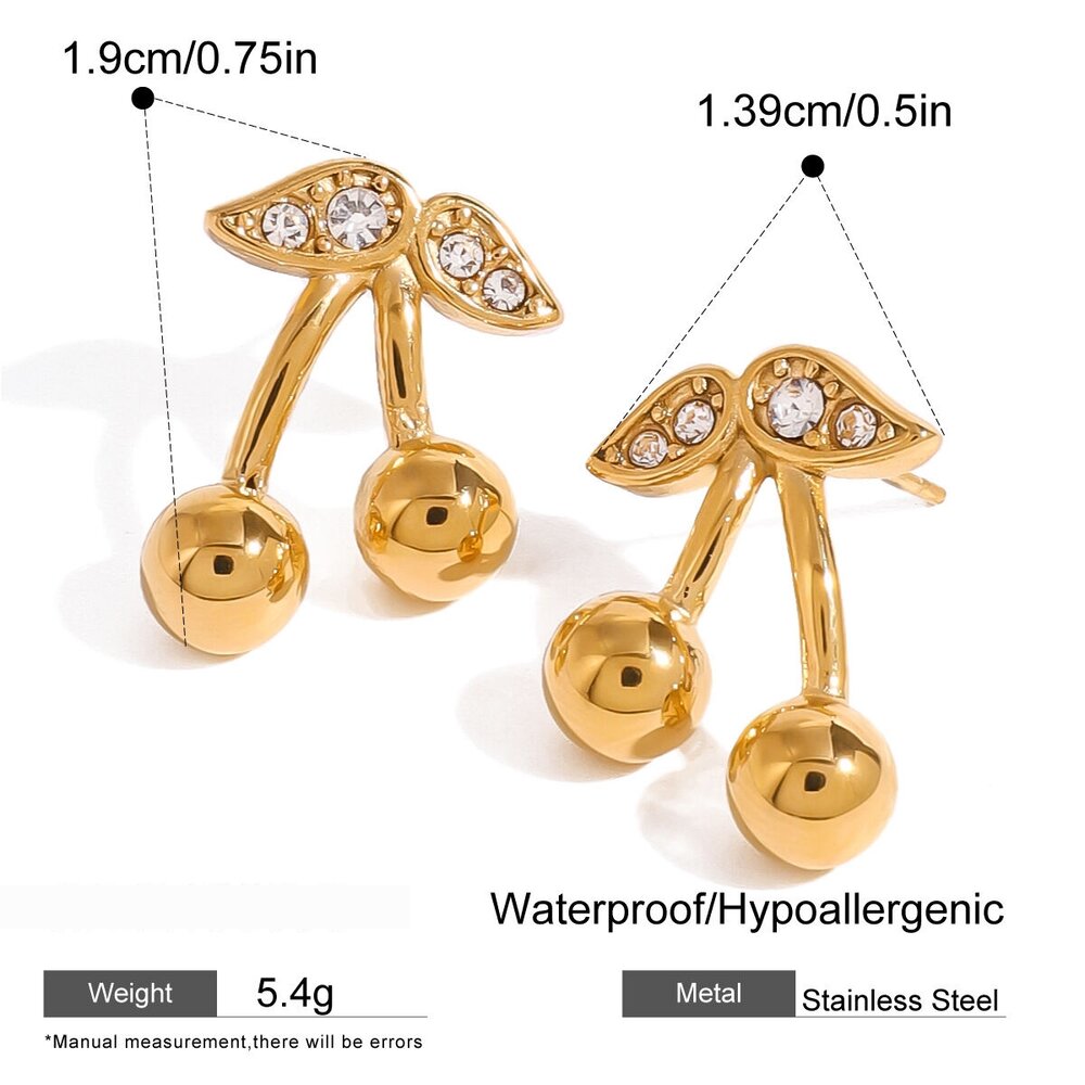 1 Paar Simple Series Sweet Plant Edelstahl 18 Karat Vergoldet Zirkon Damen Ohrstecker Bild2