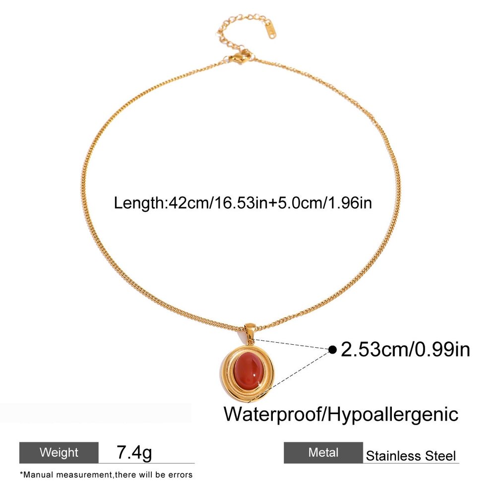 Collar Con Colgante De Piedras Preciosas Artificiales Para Mujer, De Acero Inoxidable Chapado En Oro De 18 Quilates, Estilo Retro Geométrico, Serie Romántica, 1 Unidad