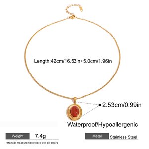 Collar Con Colgante De Piedras Preciosas Artificiales Para Mujer, De Acero Inoxidable Chapado En Oro De 18 Quilates, Estilo Retro Geométrico, Serie Romántica, 1 Unidad h5