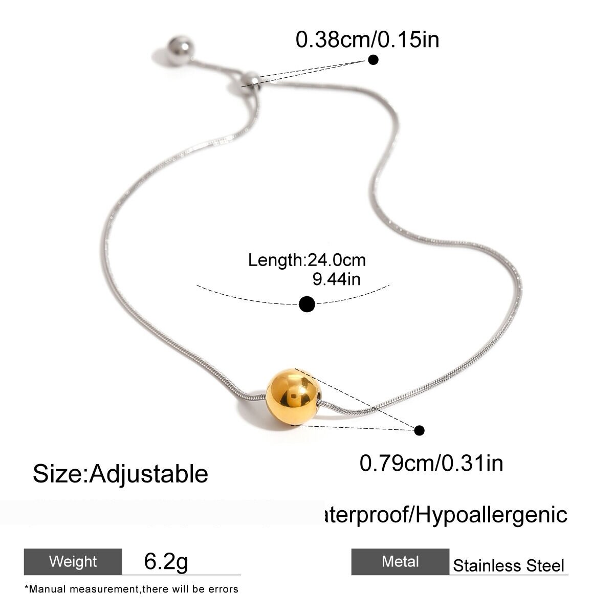 Pulseras Con Dijes Geométricos Informales De Acero Inoxidable Chapadas En Oro De 18 Quilates Para Mujer, Serie Simple, 1 Unidad h5 Imagen2