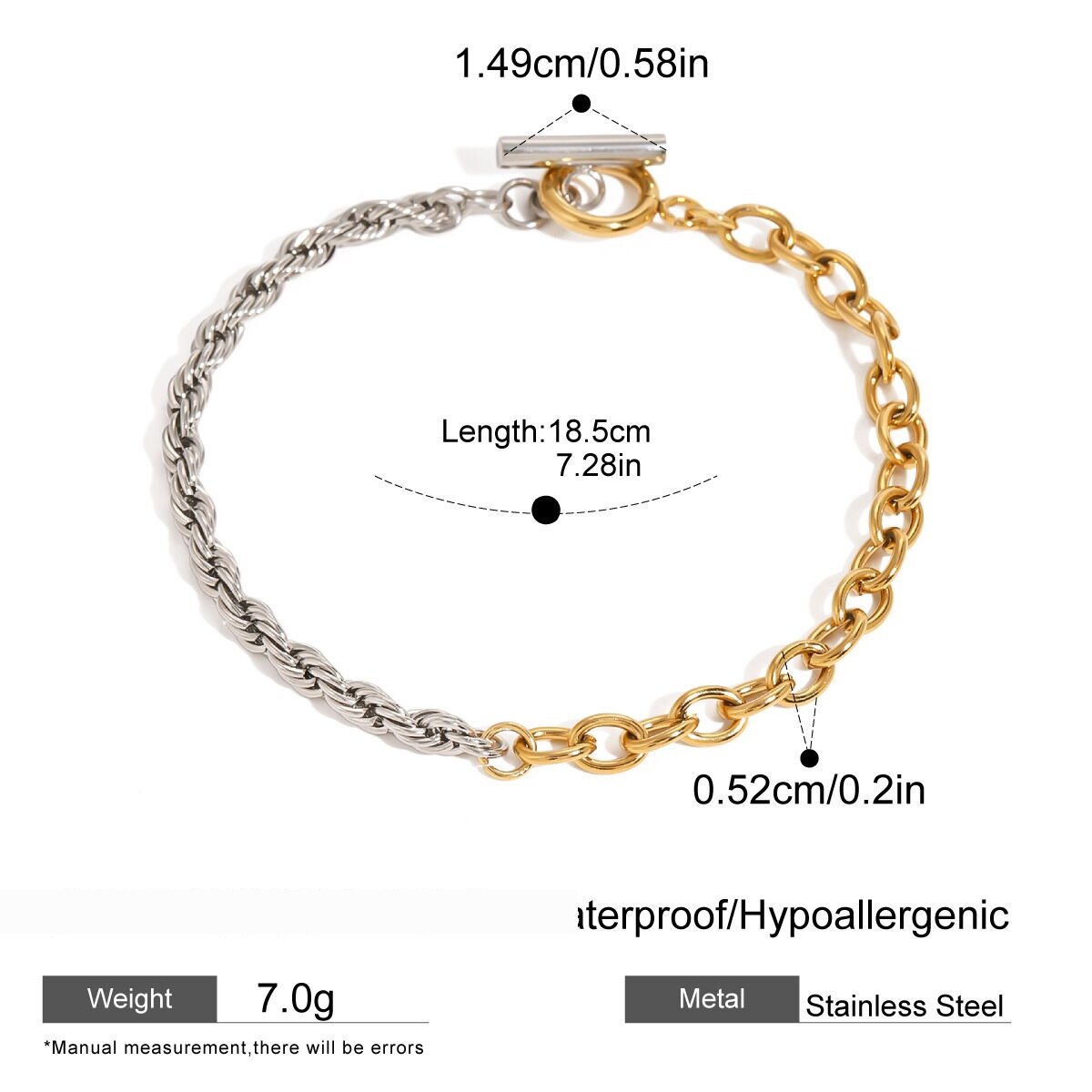 1 Stück Simple Series Einfache Geometrische Edelstahl 18 Karat Vergoldete Damen-Kettenarmbänder Bild2