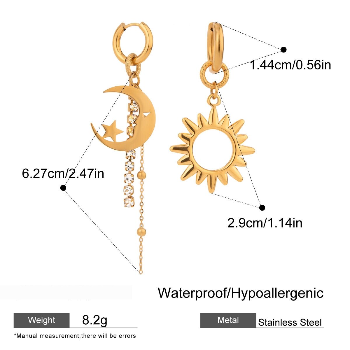 1 Pair Simple Series Elegant Geometric Stainless Steel  Gold Plated Natural Stone Women Drop Earrings h5 Picture2