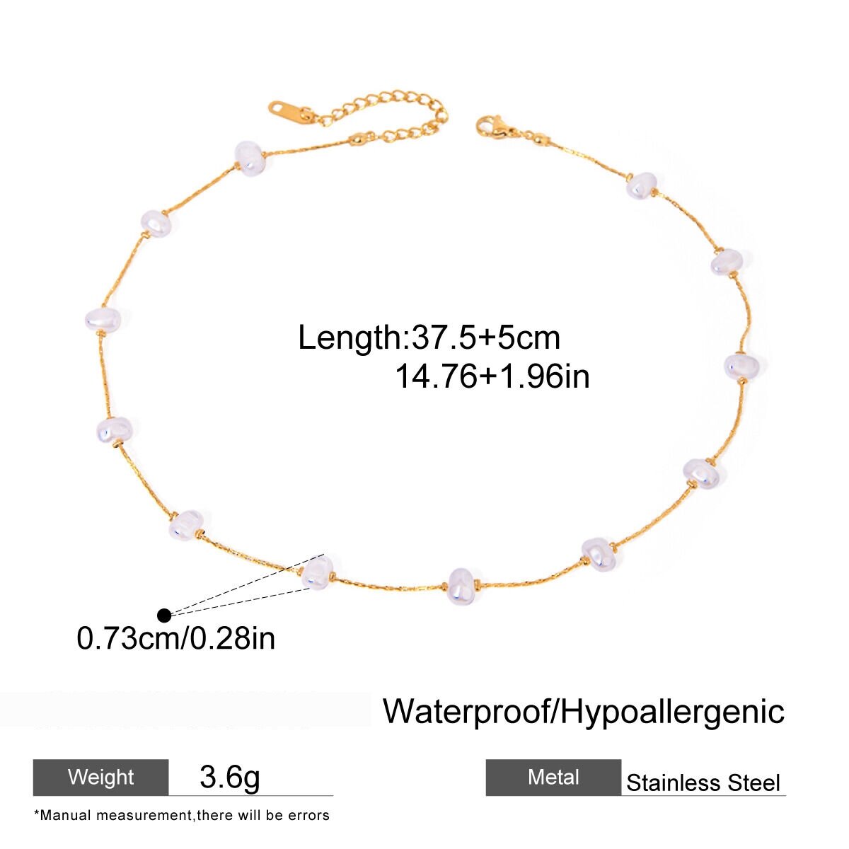 1 Piece Simple Series Sweet Geometric Stainless Steel  Gold Plated Artificial Pearl Women Chain Necklaces Picture2