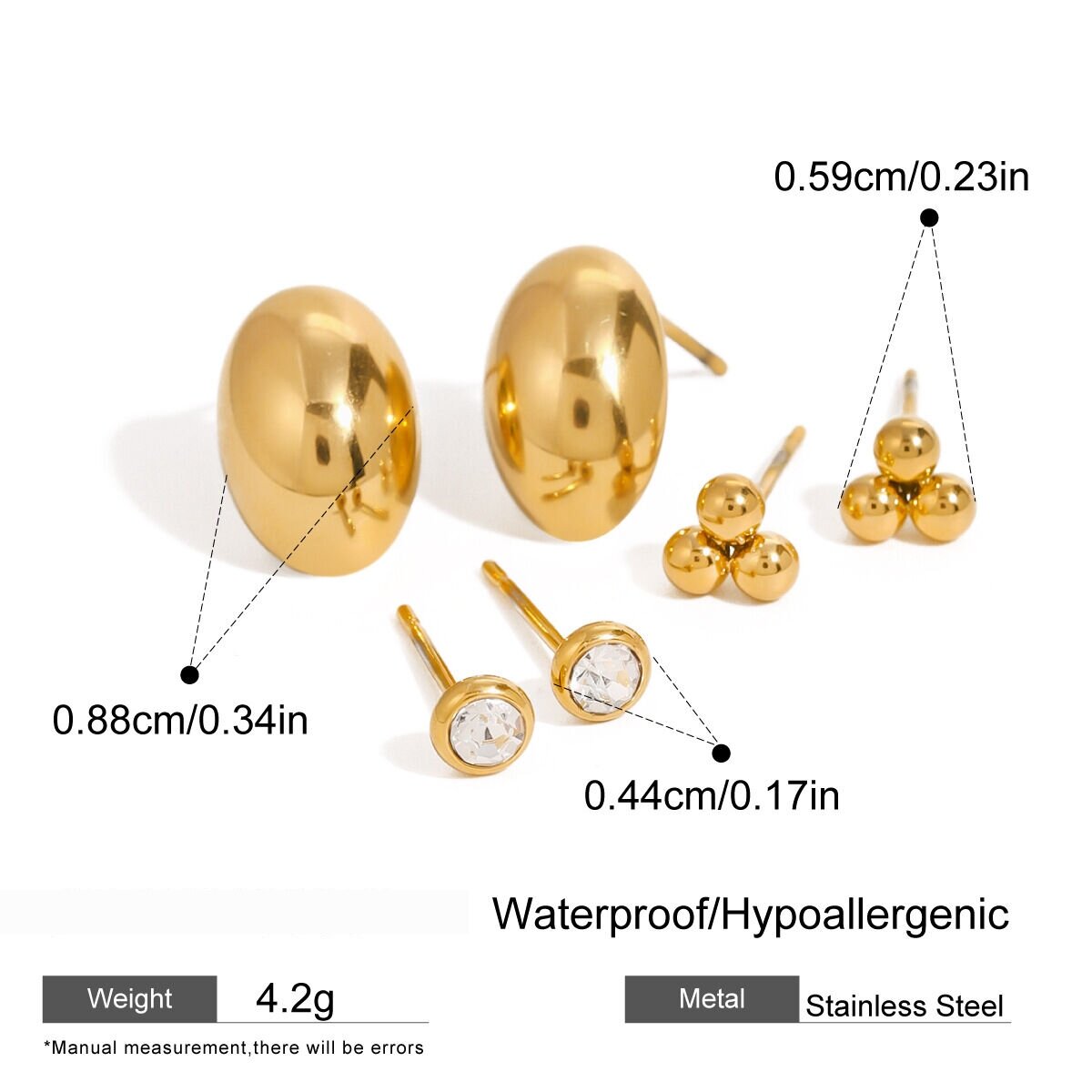 1 Pair Simple Series Classic Geometric Stainless Steel  Gold Plated Zircon Women Stud Earrings Picture2
