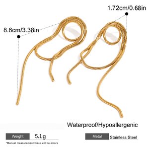 1 Pair Simple Series Retro Tassel Stainless Steel Gold Plated Women Dangle Earrings h5 Picture2