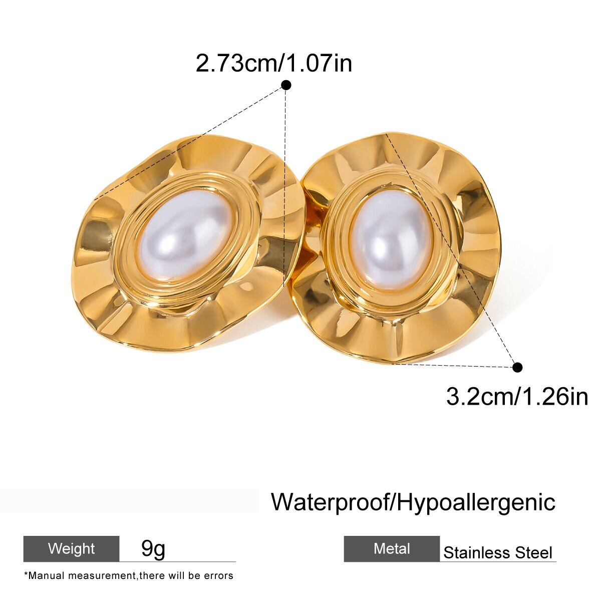 1 Pair Classic Series Retro Geometric Stainless Steel  Gold Plated Women Stud Earrings Picture2