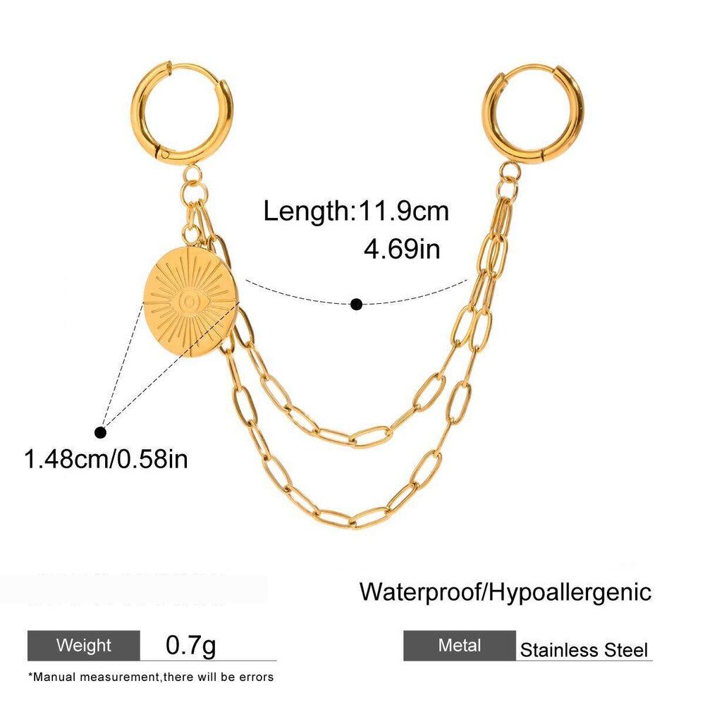 1 Pair Simple Series Retro Eye Stainless Steel Gold Plated Women Pendants h5Picture2
