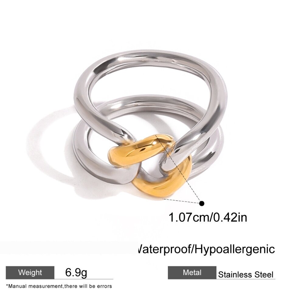 1 Piece Simple Series Simple Twist Stainless Steel Waterproof Gold Plated Women's Single Rings h5 Picture2