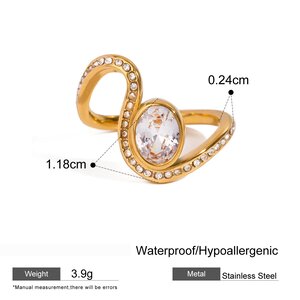 Anillos Individuales De Acero Inoxidable Con Un Delicado Diseño Giratorio, Chapados En Oro Y Resistentes Al Agua Para Mujer. h5 Imagen2