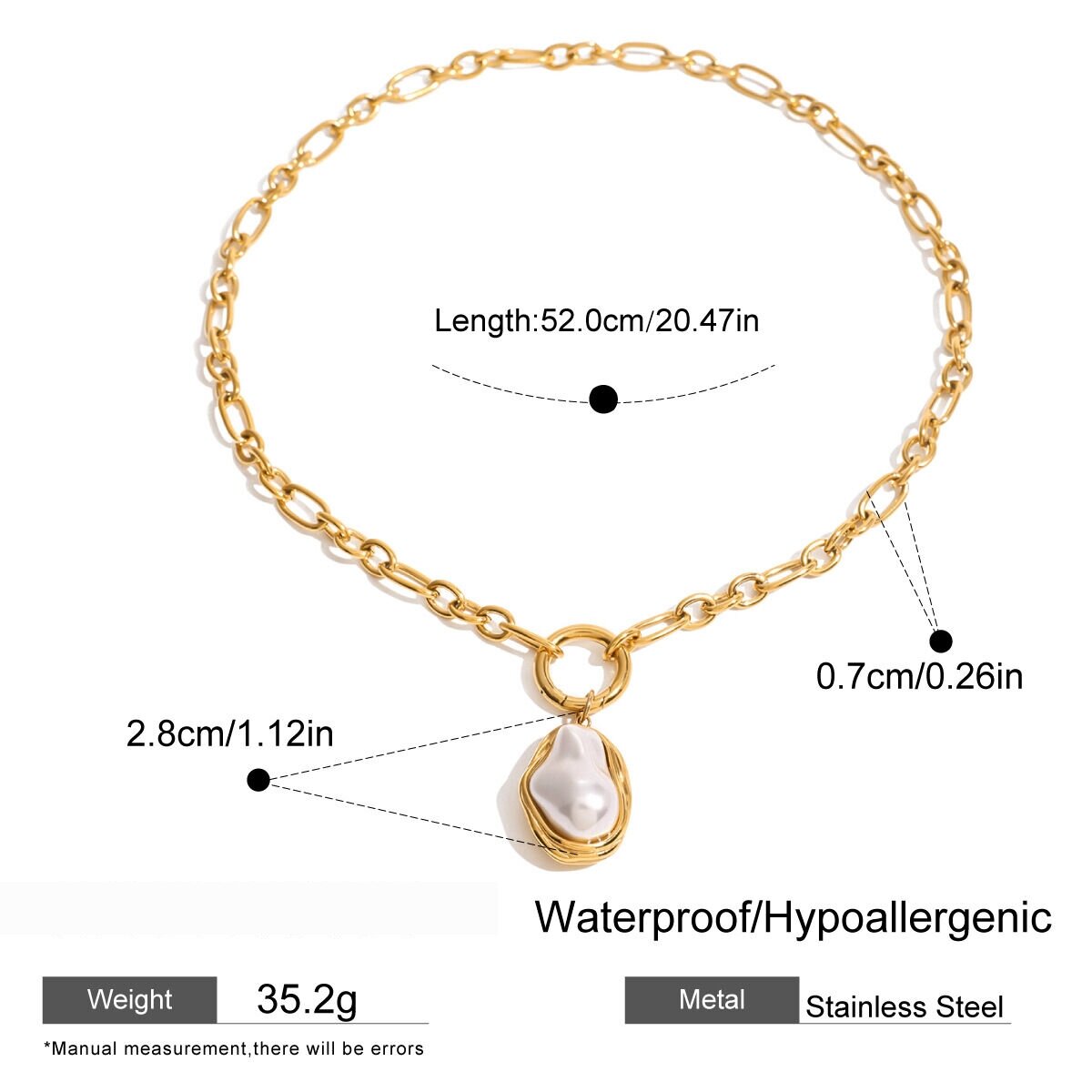 1 Piece Classic Series Elegant Geometric Stainless Steel  Gold Plated Artificial Pearl Women Pendant Necklaces h5 Picture2