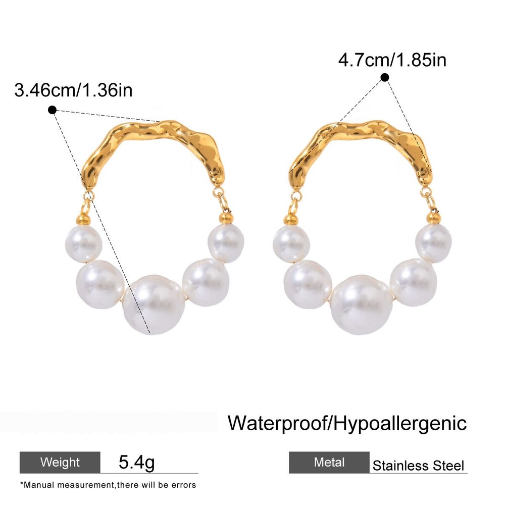 1 Pair Simple Series Retro Beads Stainless Steel Gold Plated Artificial Pearl Women Beads Earrings Picture2