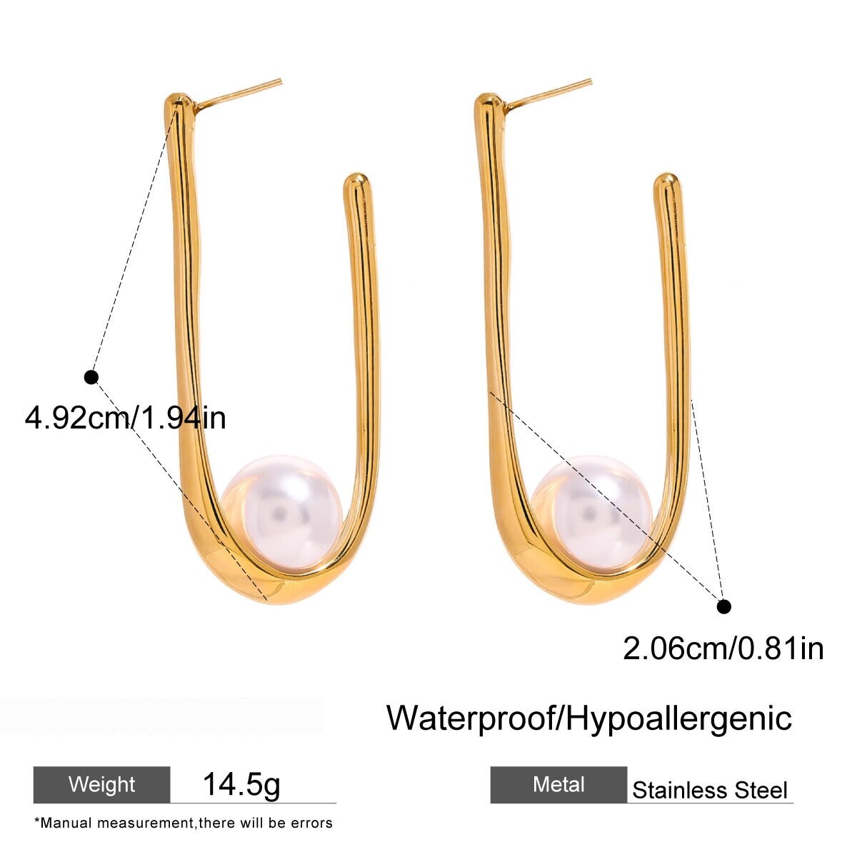 1 Pair Simple Series Casual Letter Stainless Steel  Gold Plated Artificial Pearl Women Drop Earrings h5 Picture2