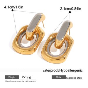 1 Pair Simple Series Casual Geometric Stainless Steel Gold Plated Women Stud Earrings h5 Picture2