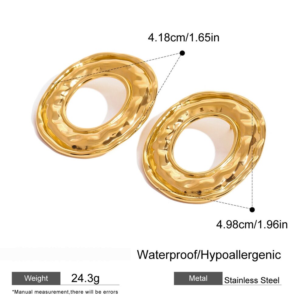1 Paire De Boucles D'Oreilles Clous En Acier Inoxydable Imperméable Couleur Or Image2