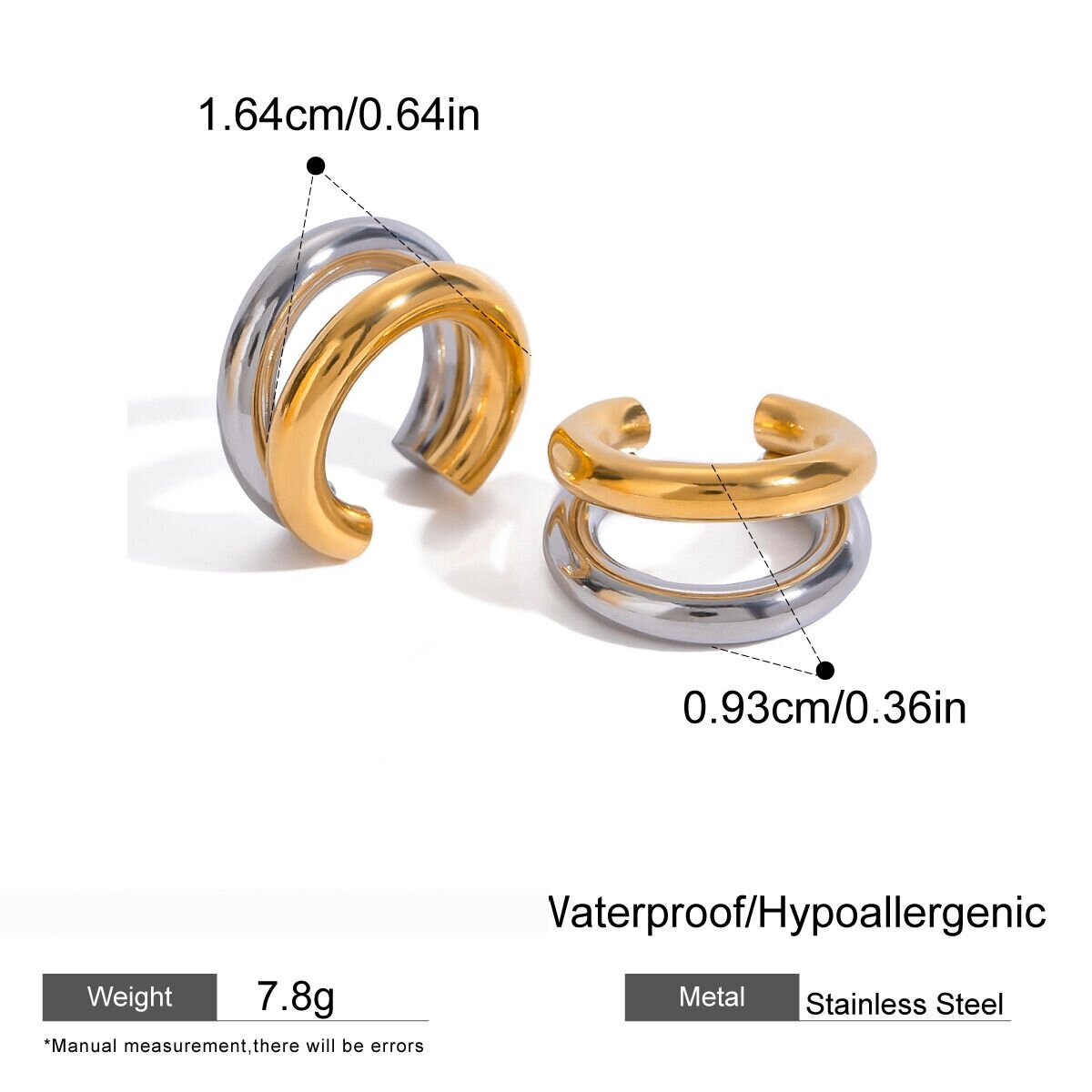 1 Pair Stainless Steel Waterproof  Mixed Color Ear Cuffs Picture2