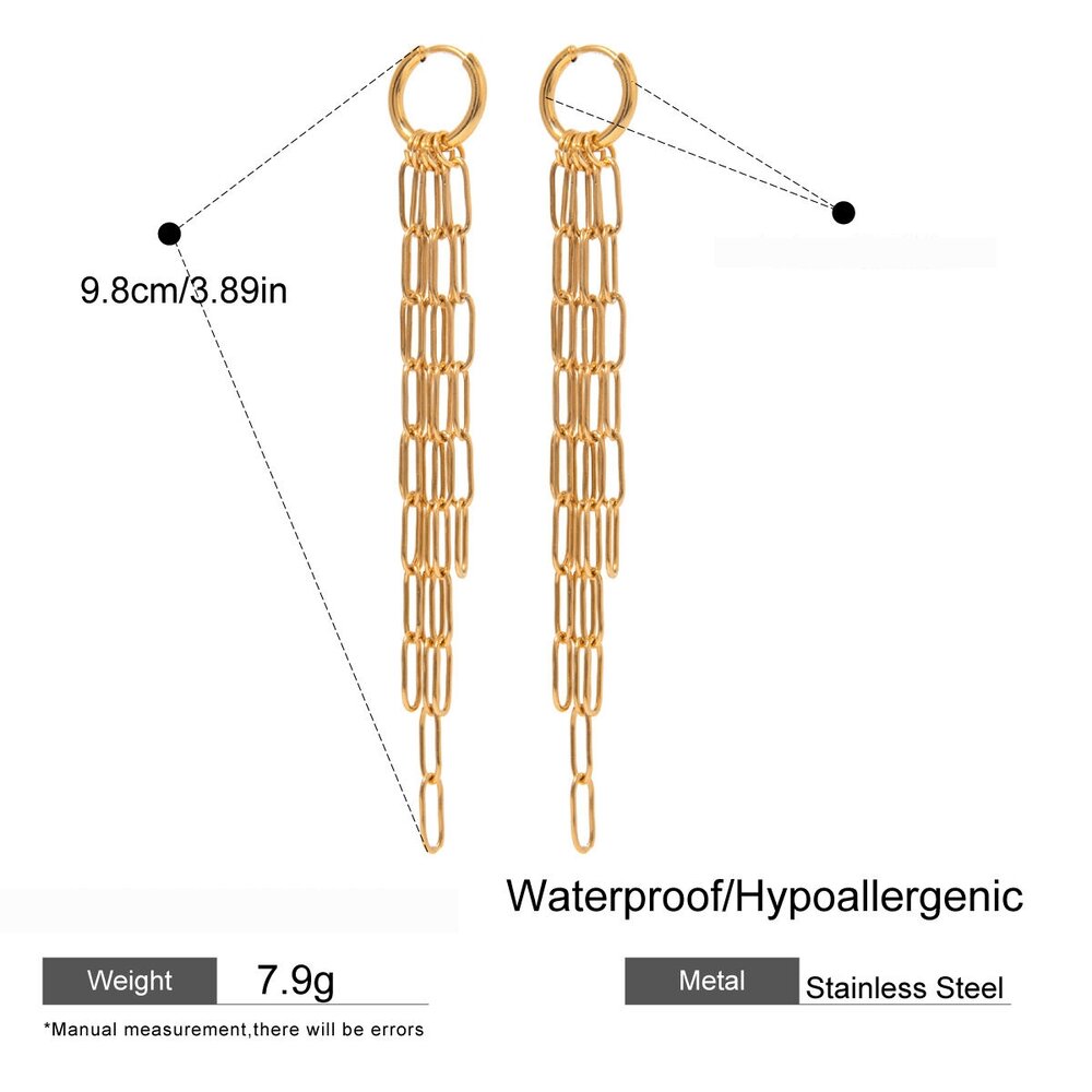 1 Pair Classic Series Elegant Tassel Stainless Steel Gold Plated Women Dangle Earrings Picture2