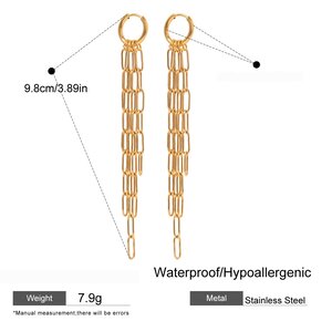 1 Pair Classic Series Elegant Tassel Stainless Steel Gold Plated Women Dangle Earrings h5 Picture2