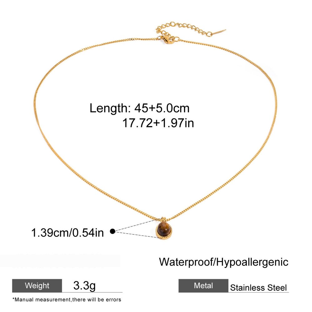 1 Piece Simple Series Daily Geometric Stainless Steel Gold Plated Natural Stone Women Pendant Necklaces Picture2