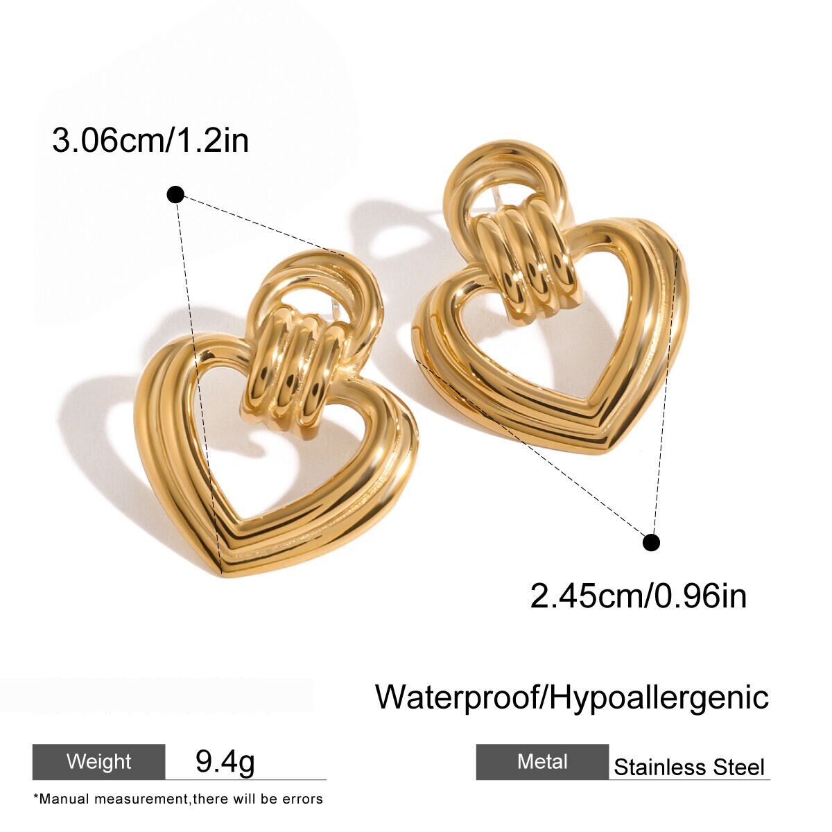 1 Paar Simple Series Sweet Heart Edelstahl 18 Karat Vergoldete Damen-Ohrstecker h5 Bild2