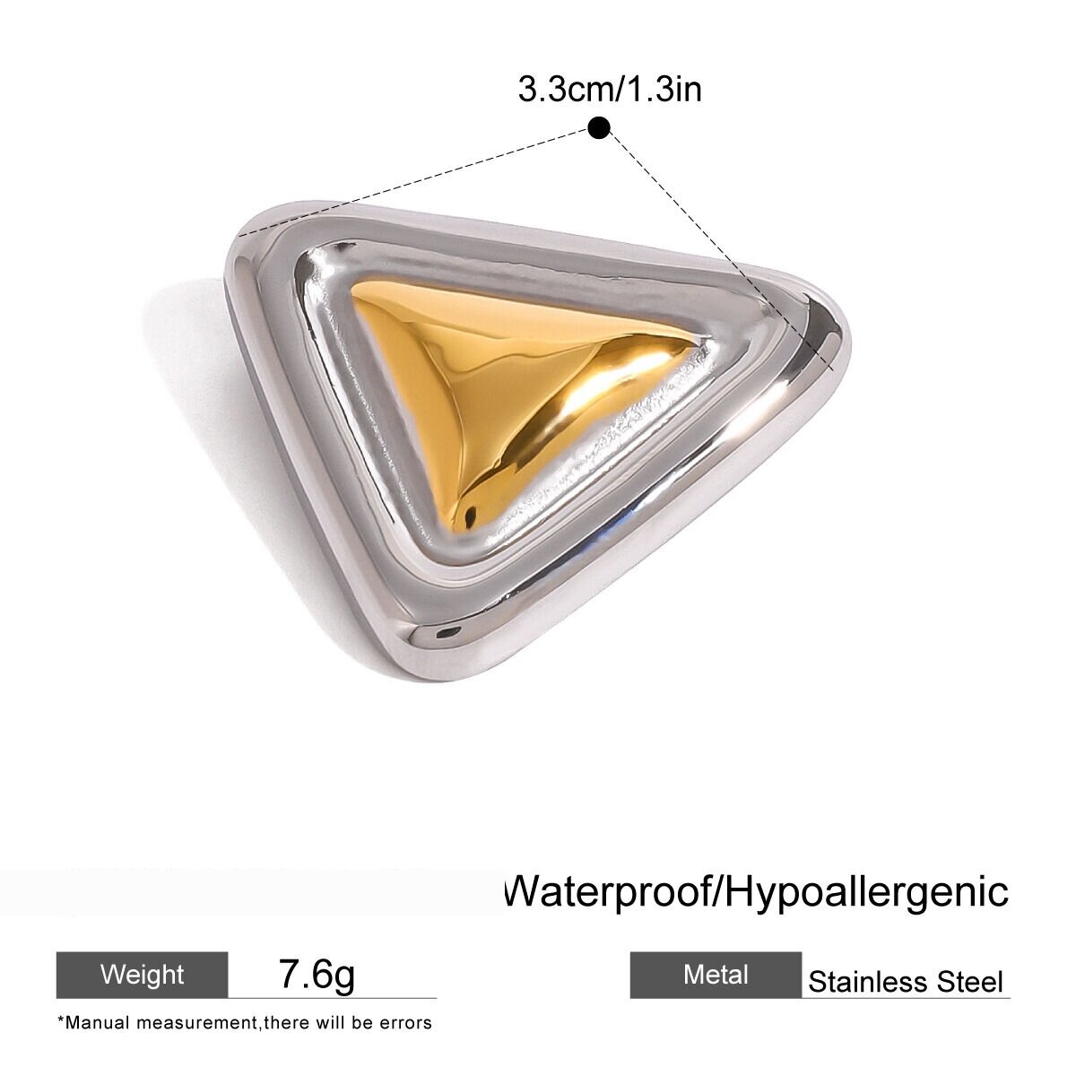 1 Pair Simple Series Casual Geometric Stainless Steel  Gold Plated Women Brooches Picture2