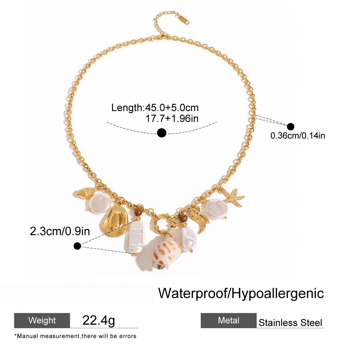 1 Piece Simple Series Vacation Turtle Stainless Steel  Gold Plated Artificial Pearl Women Pendant Necklaces Picture2