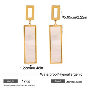 1 Paio Di Orecchini Pendenti Da Donna Con Perle Artificiali Geometriche Classiche Della Serie Semplice, Placcati In Oro h5 Immagine2