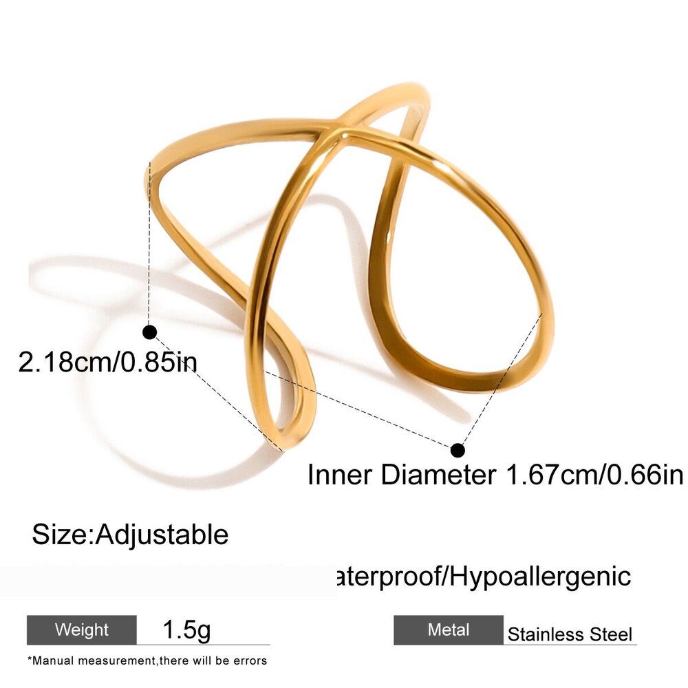 1 Piece Stainless Steel Waterproof Gold Color Minimalist Ring Picture2