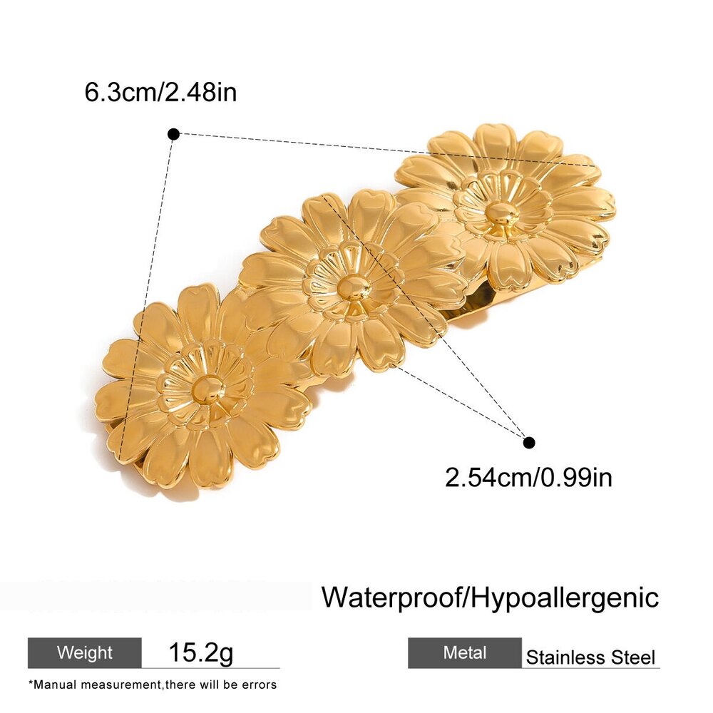 1 Paio Di Fermagli Per Capelli Da Donna In Acciaio Inossidabile Placcato Oro 18K Con Fiori Retrò Della Serie Romantica h5Immagine2