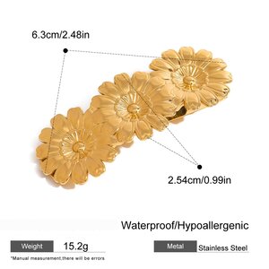1 Paio Di Fermagli Per Capelli Da Donna In Acciaio Inossidabile Placcato Oro 18K Con Fiori Retrò Della Serie Romantica h5 Immagine2