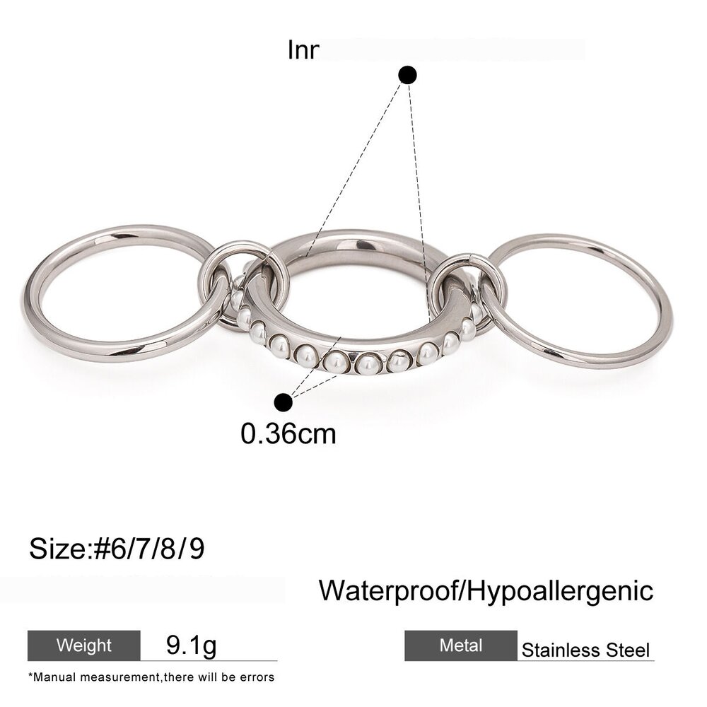 1 Paar Simple Series Täglicher Geometrischer Edelstahl 18 Karat Vergoldeter Kunstperlen-Einzelring Für Damen