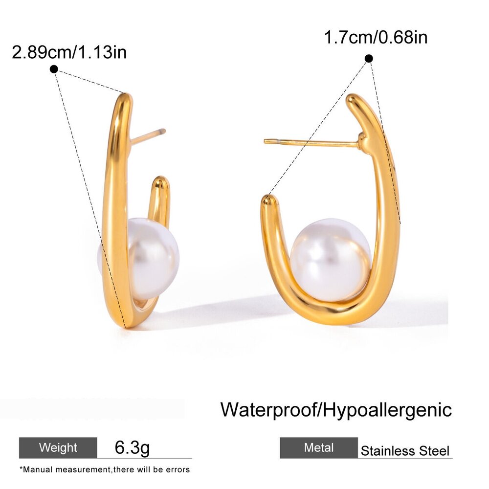 1 Paire De Boucles D'Oreilles Puces Élégantes Et Simples En Acier Inoxydable Plaqué Or Pour Femme Image2