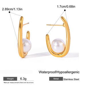 1 Paire De Boucles D'Oreilles Puces Élégantes Et Simples En Acier Inoxydable Plaqué Or Pour Femme h5 Image2