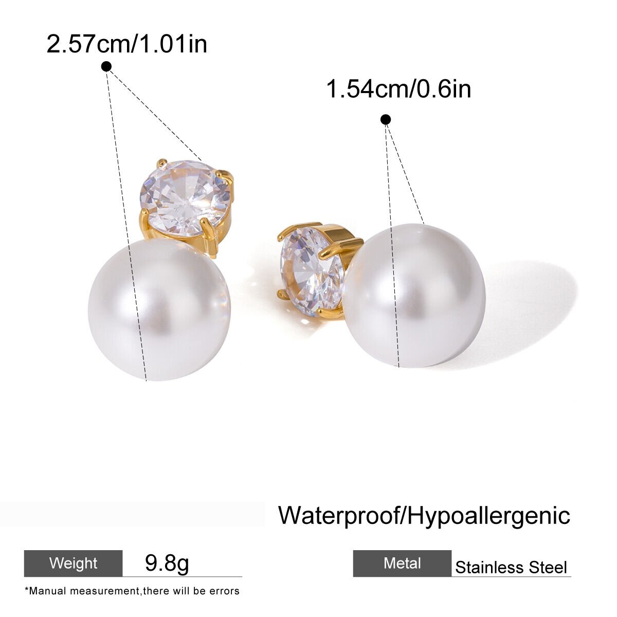 1 Pair Simple Series Elegant Geometric Stainless Steel  Gold Plated Artificial Pearl Women Stud Earrings h5 Picture2