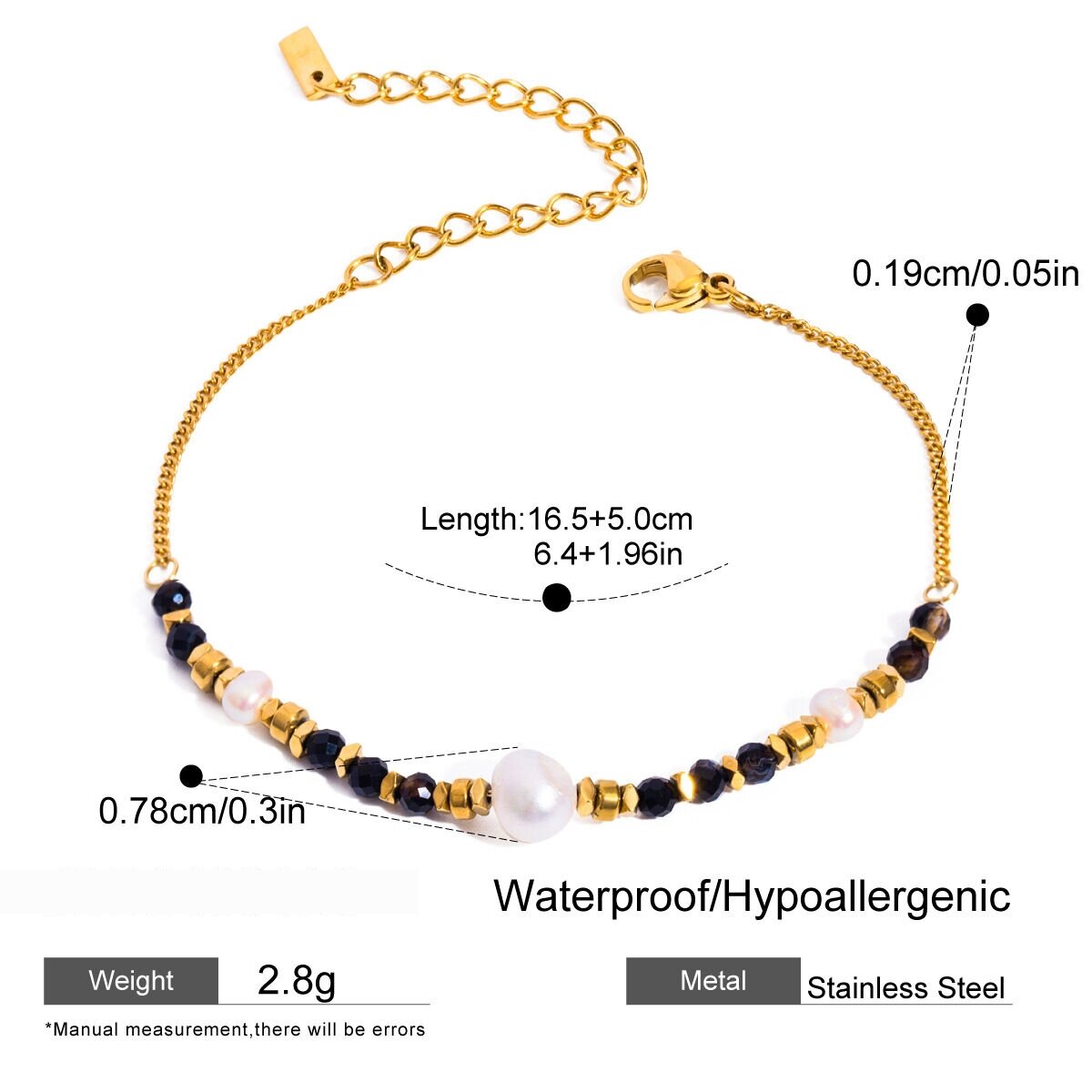 1 Piece Simple Series Elegant Beads Stainless Steel  Gold Plated Natural Stone Women Charm Bracelets h5 Picture2