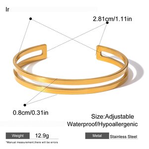 1 Piecere Stainless Steel Waterproof Gold Color Cuff Bracelet h5 Picture2