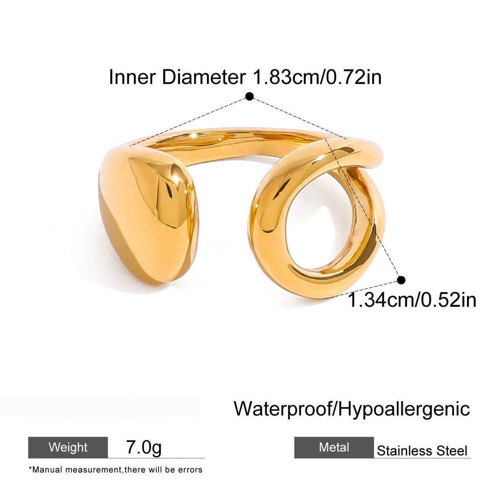 1 Piece Solid Color Stainless Steel Waterproof Gold Color Minimalist Ring Picture2