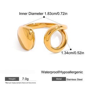 1 Piece Solid Color Stainless Steel Waterproof Gold Color Minimalist Ring h5 Picture2