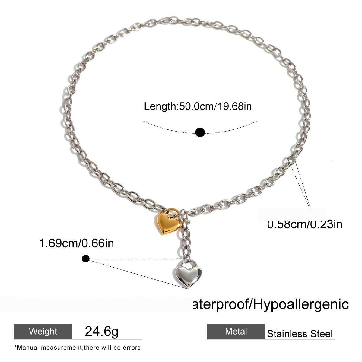 1 Piece Simple Series Sweet Heart Stainless Steel  Gold Plated Women Charm Bracelets Picture2