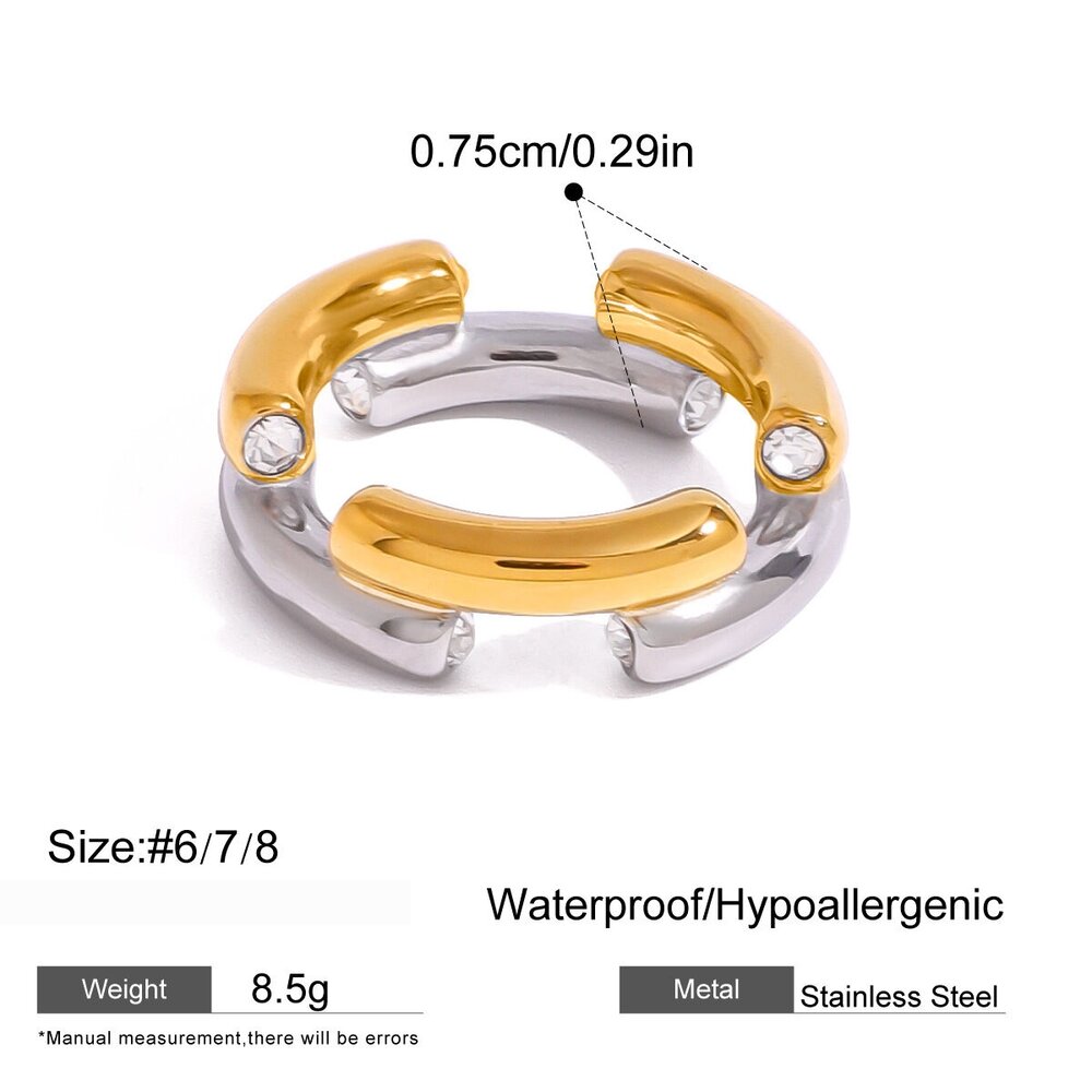1 Piece Circle Shape Stainless Steel Waterproof Mixed Color Minimalist Ring h5Picture2