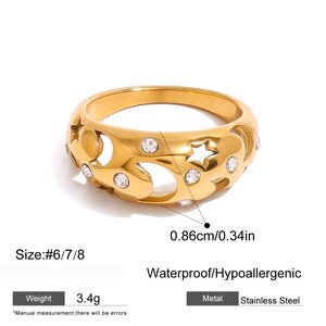 1 Paar Simple Series Casual Sun/Moon Roestvrij Staal Vergulde Strass Dames Oorbellen Set h5 Afbeelding2