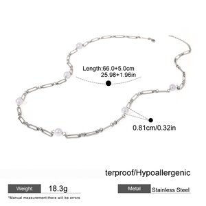 1 Piece Simple Series Elegant Geometric Stainless Steel Gold Plated Artificial Pearl Women Chain Necklaces h5 Picture2