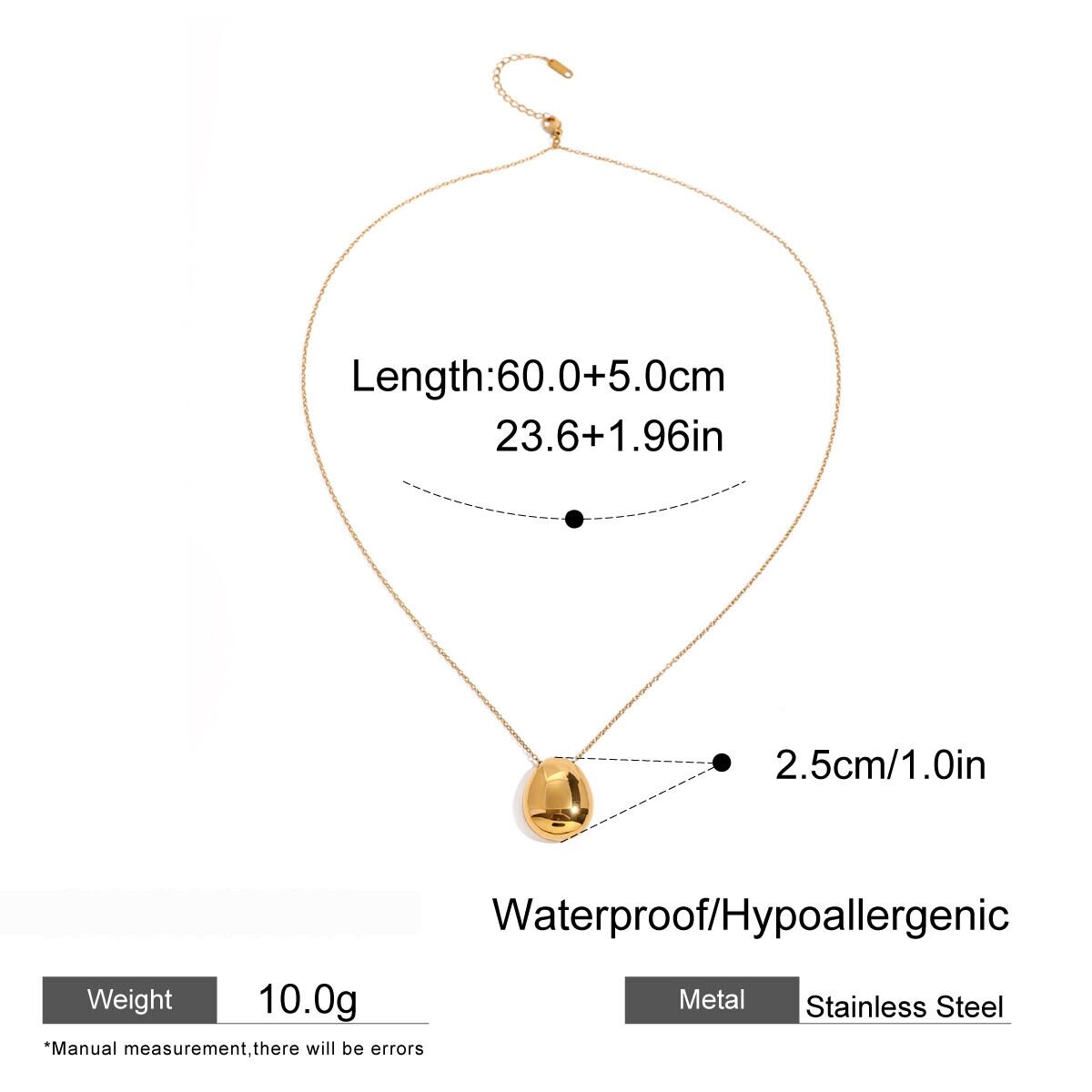 1 Piece Simple Series Simple Solid Color Stainless Steel  Gold Plated Women Pendant Necklaces Picture2