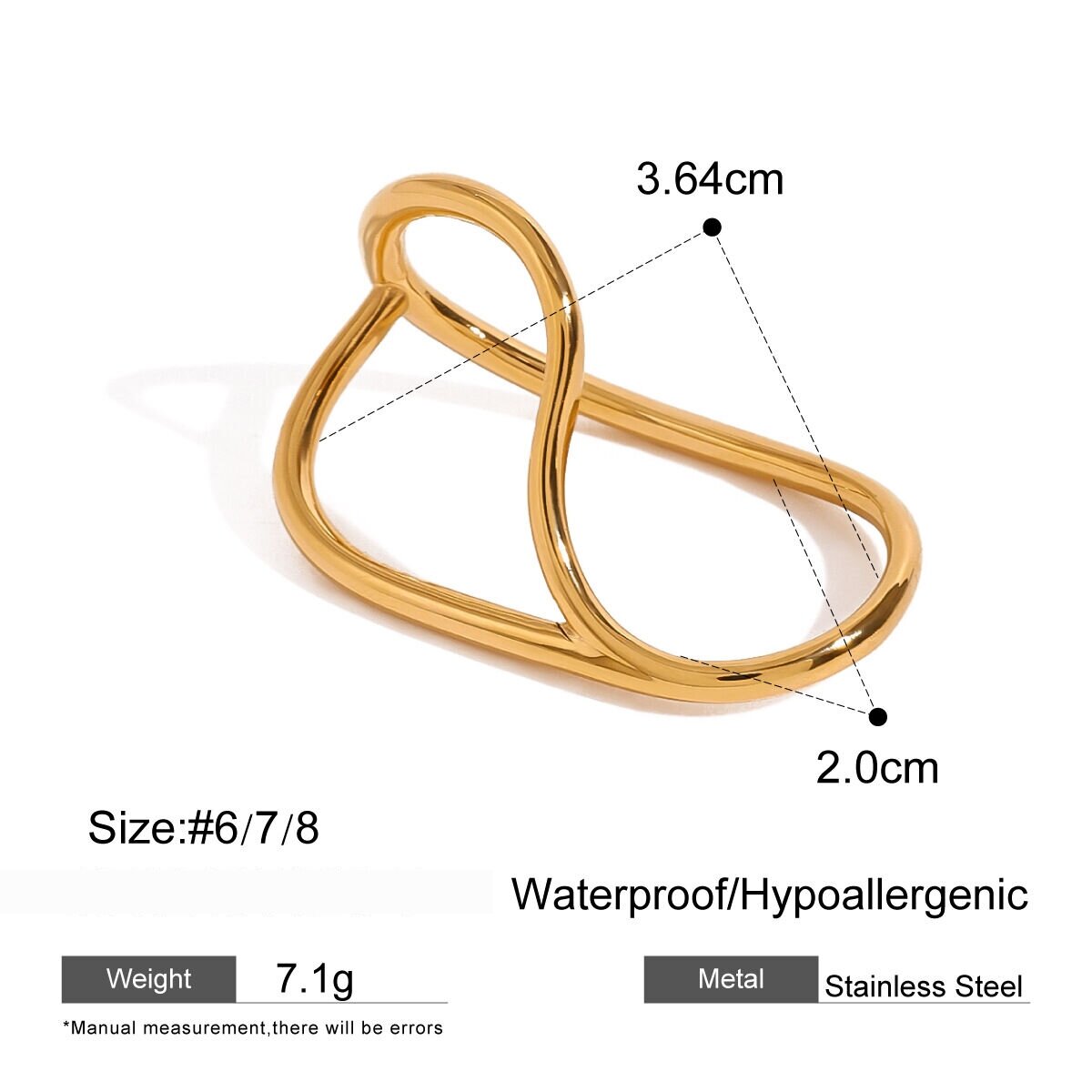 1 Pair Simple Series Daily Geometric Stainless Steel  Gold Plated Women Single Ring Picture2